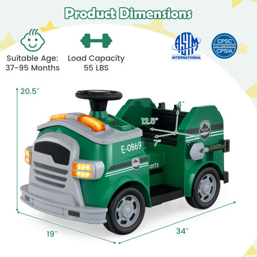 Toddler Fire Toy Car with Shovel and Wrench for Ages 37-95 Months-Green