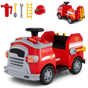 Toddler Fire Toy Car with Shovel and Wrench for Ages 37-95 Months-Red