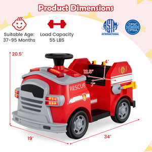 Toddler Fire Toy Car with Shovel and Wrench for Ages 37-95 Months-Red