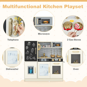 Toddler Pretend Play Kitchen for Boys and Girls 3-6 Years Old-Cream White