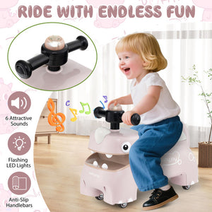 Toddler Ride on Toy Walking Sliding Car with Lights and Music-Pink