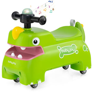 Toddler Ride on Toy Walking Sliding Car with Lights and Music-Green