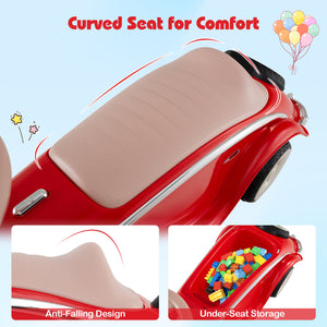 Toddler Ride on Toy Classic Sliding Car with Horn and LED Headlight-Red