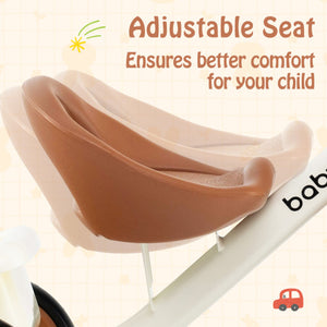 Toddler Tricycle Kids Trike with Adjustable Seat and Basket Aged 3-5 Years Old-Beige