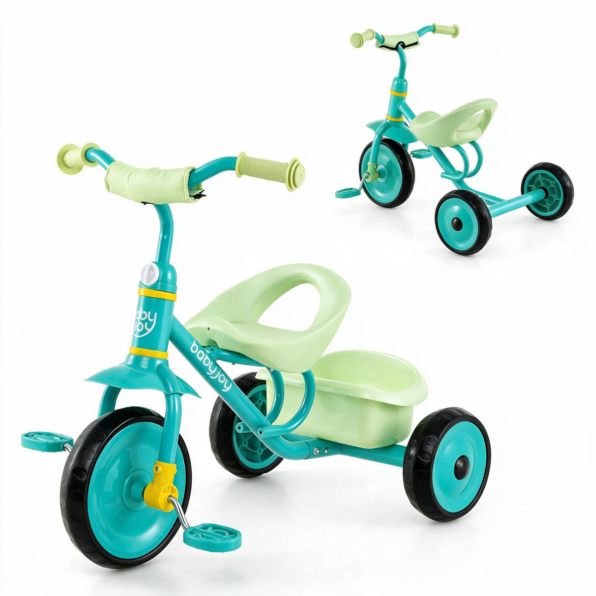 Toddler Tricycle for Boys and Girls 2-5 Years Old  with Removable Rear Storage Basket-Green