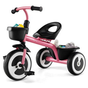 Toddler Tricycle with Adjustable Seat and Storage Baskets for 1.5-5 Years Old-Pink