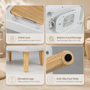 Towel Warmer Bucket with Foldable Design and Auto Shut Off for Bathroom-Natural
