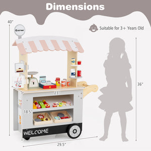 Toy Cart Play Set with POS Machine and Lovely Scale-Grey
