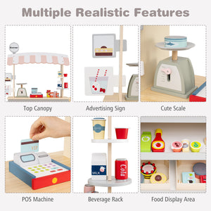 Toy Cart Play Set with POS Machine and Lovely Scale-Grey