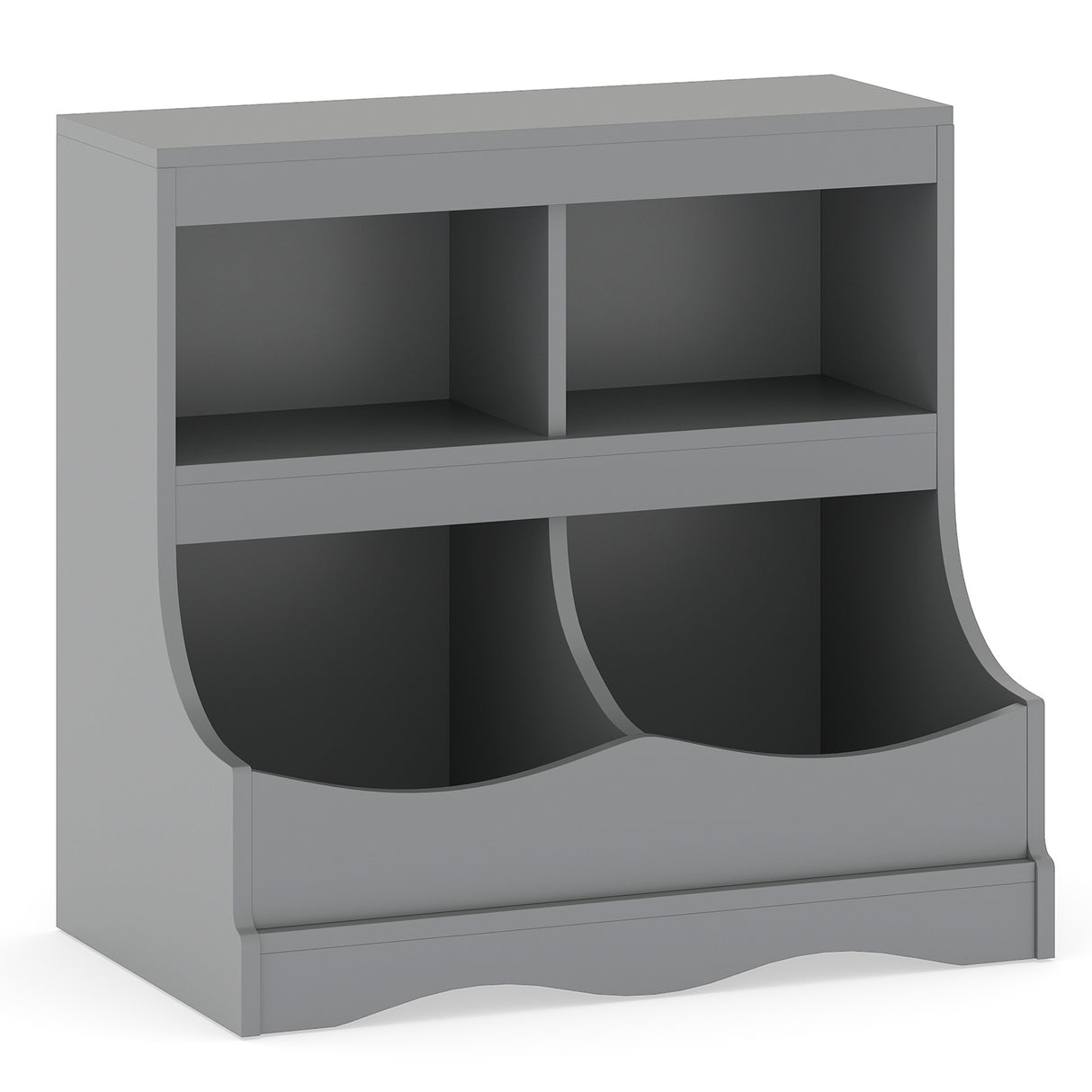 Toy Storage Organizer 4-Cubby Kids Bookcase for Toys and Books-Gray