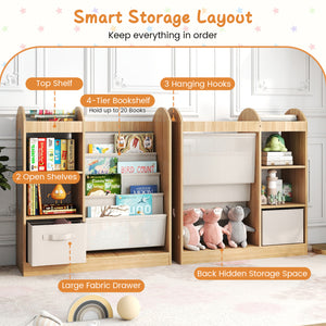 Toy Storage Organizer with 4-Tier Sling Shelves-Natural