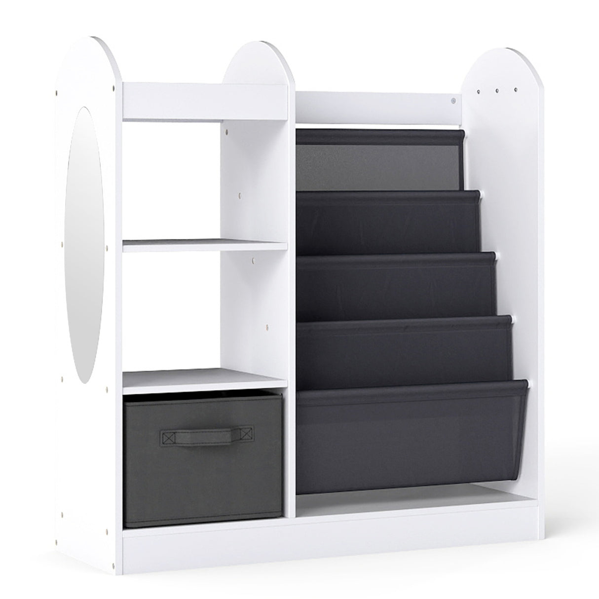 Toy Storage Organizer with 4-Tier Sling Shelves-White