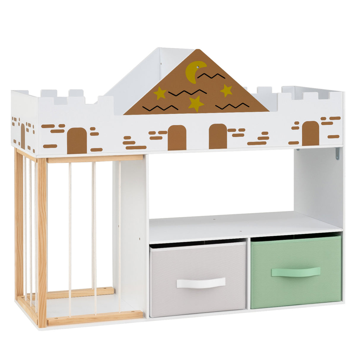 Toy Storage Organizer with Stuffed Animal Storage and Open Shelves-White