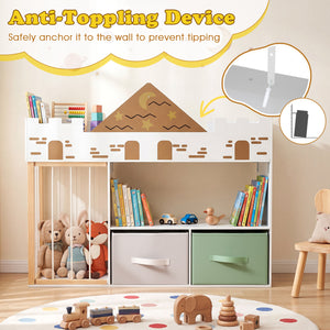 Toy Storage Organizer with Stuffed Animal Storage and Open Shelves-White