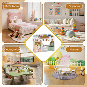 Toy Storage Organizer with Stuffed Animal Storage and Open Shelves-White