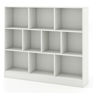 41 inches Wooden Toy Storage Organizer with 10 Cubes for Kids-White