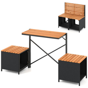 2-in-1 Transforming Picnic Table and Chairs Set with Storage