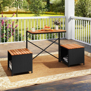2-in-1 Transforming Picnic Table and Chairs Set with Storage