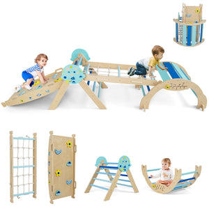 Triangle Set 8-in-1 Foldable Baby Climbing Toys Astronaut/Unicorn Theme-Blue