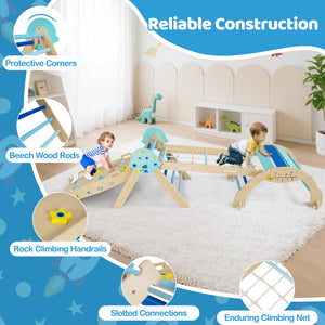 Triangle Set 8-in-1 Foldable Baby Climbing Toys Astronaut/Unicorn Theme-Blue