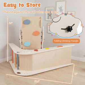 Triangle Set Foldable Kids Climbing Toys Panda-Themed Wood Montessori Climbing Set-Macaron