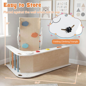 Triangle Set Foldable Kids Climbing Toys Panda-Themed Wood Montessori Climbing Set-Multicolor