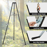 Tripod Game Hoist Deer Hanger 600 LBS Capacity Deer Skinning Rack-Black