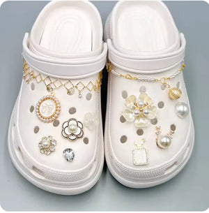 Pearl Chain Shoe Charms for Crocs and Sandals - Elegant DIY Decorations for Women