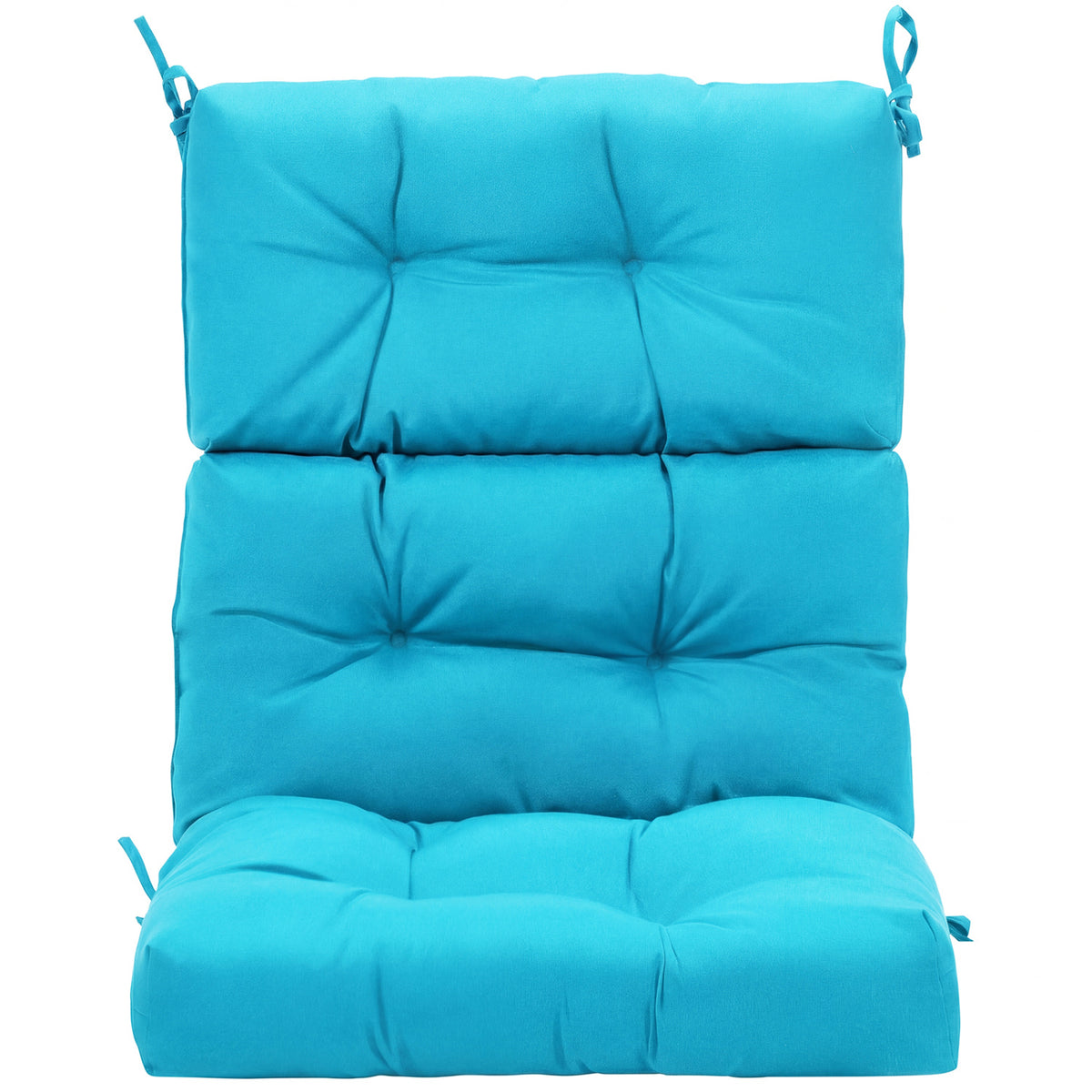 Tufted Patio High Back Chair Cushion with Non-Slip String Ties-Turquoise