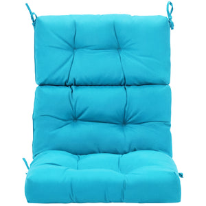 Tufted Patio High Back Chair Cushion with Non-Slip String Ties-Turquoise