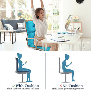 Tufted Patio High Back Chair Cushion with Non-Slip String Ties-Turquoise