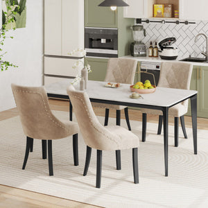 Tufted Wingback Upholstered Dining Chairs Set of 2-Light Brown