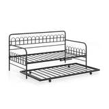 Twin Daybed with Curved Backrest and Armrests-Black