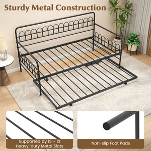 Twin Daybed with Curved Backrest and Armrests-Black