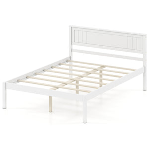 Twin/Full/Queen Size Sturdy Wooden Bed Frame with Headboard and Slat Support-Full Size