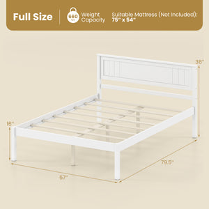 Twin/Full/Queen Size Sturdy Wooden Bed Frame with Headboard and Slat Support-Full Size