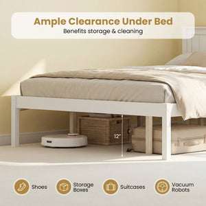 Twin/Full/Queen Size Sturdy Wooden Bed Frame with Headboard and Slat Support-Queen Size