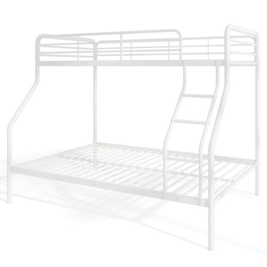 Twin Over Full Bunk Bed with Ladder and Full-length Guardrails-White