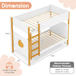 Twin Over Twin Bunk Bed with Integrated Ladder and Safety Guardrails-Twin Size