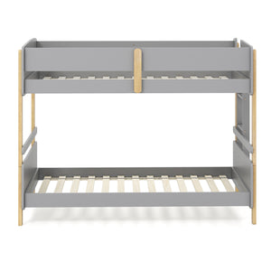 Twin Over Twin Bunk Bed with Ladder Convertible to 2 Twin Beds Toddler Wood Bunk Bed-Grey
