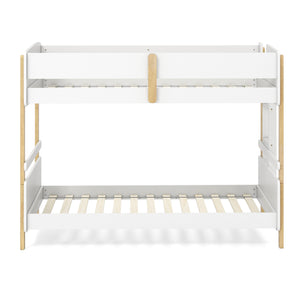 Twin Over Twin Bunk Bed with Ladder Convertible to 2 Twin Beds Toddler Wood Bunk Bed-White