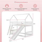 Twin Over Twin House Bunk Bed with Slide and Ladder-White