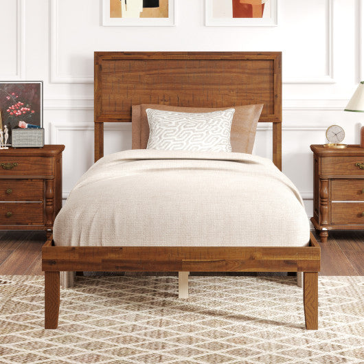 Twin/Full/Queen Size Bed Frame with Headboard and Wooden Slats Support-Twin Size