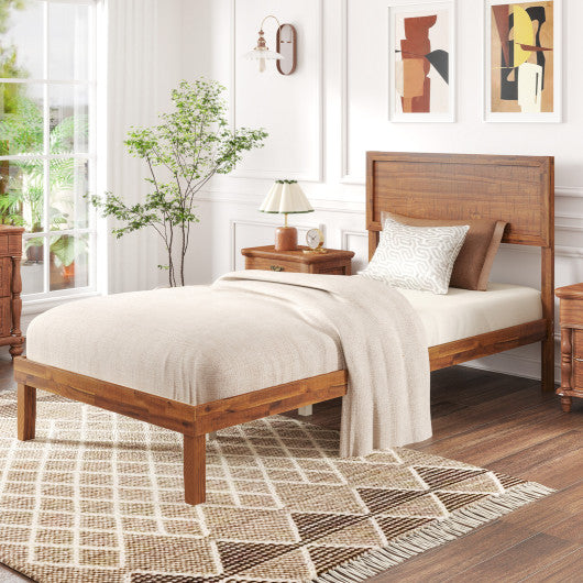 Twin/Full/Queen Size Bed Frame with Headboard and Wooden Slats Support-Twin Size