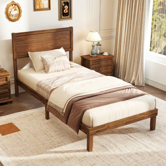 Twin/Full/Queen Size Bed Frame with Headboard and Wooden Slats Support-Twin Size