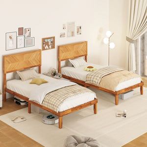 Twin/Full/Queen Size Bed Frame with Headboard and Storage Space-Twin Size