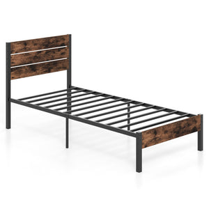 Full/King/Queen/Twin Size Bed Frame with High Headboard and Mute Bar-Twin Size