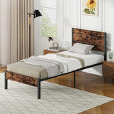 Full/King/Queen/Twin Size Bed Frame with High Headboard and Mute Bar-Twin Size