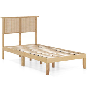 Twin/Full/Queen Size Bed Frame with Rattan Headboard-Twin Size