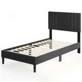 Full/Queen/Twin Size Bed Frame with Vertical Channel Tufted Headboard and Wooden Slats-Twin Size